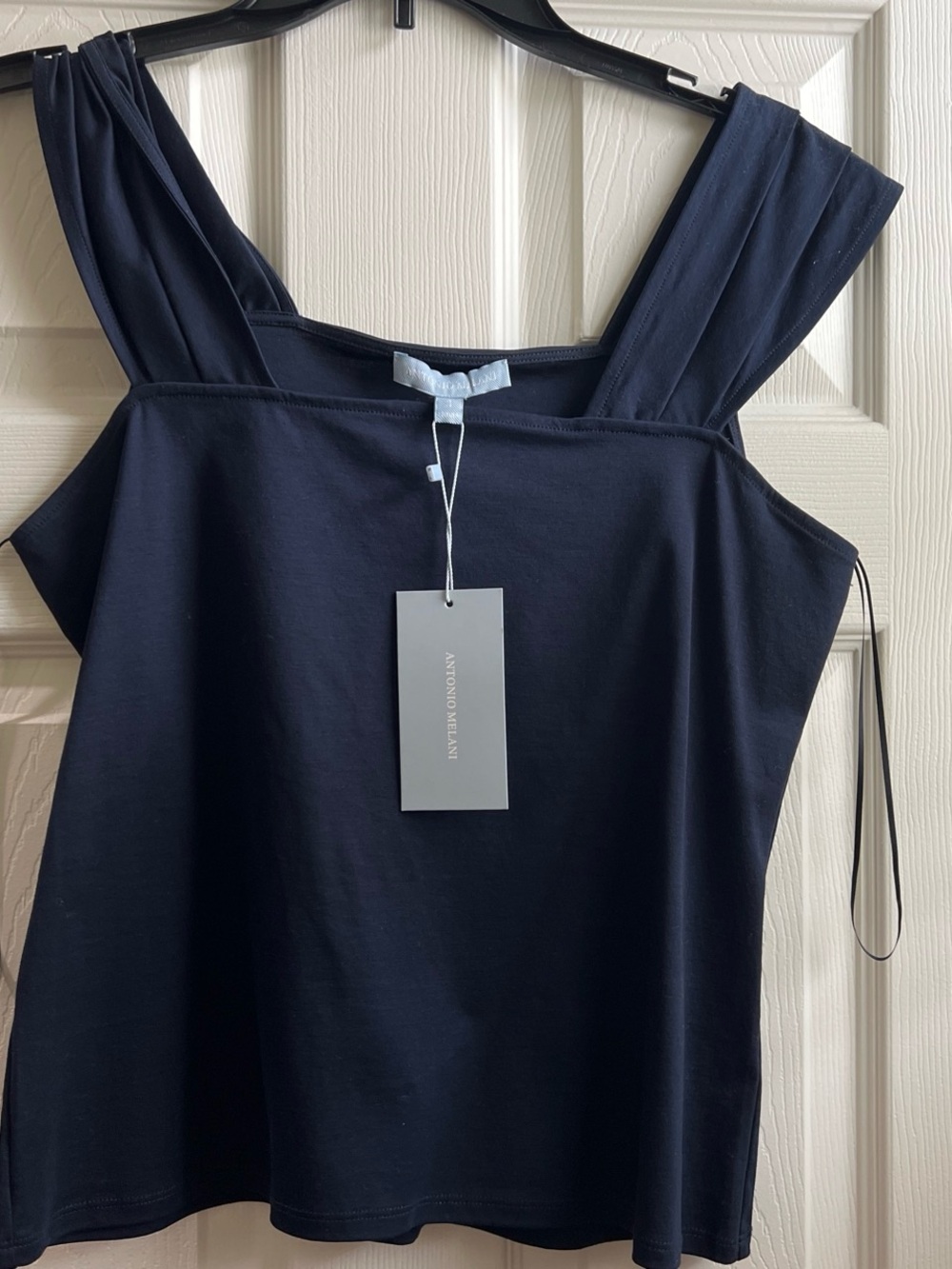 ANTONIO MELANI Navy Square-Neck Tank with Wide Straps